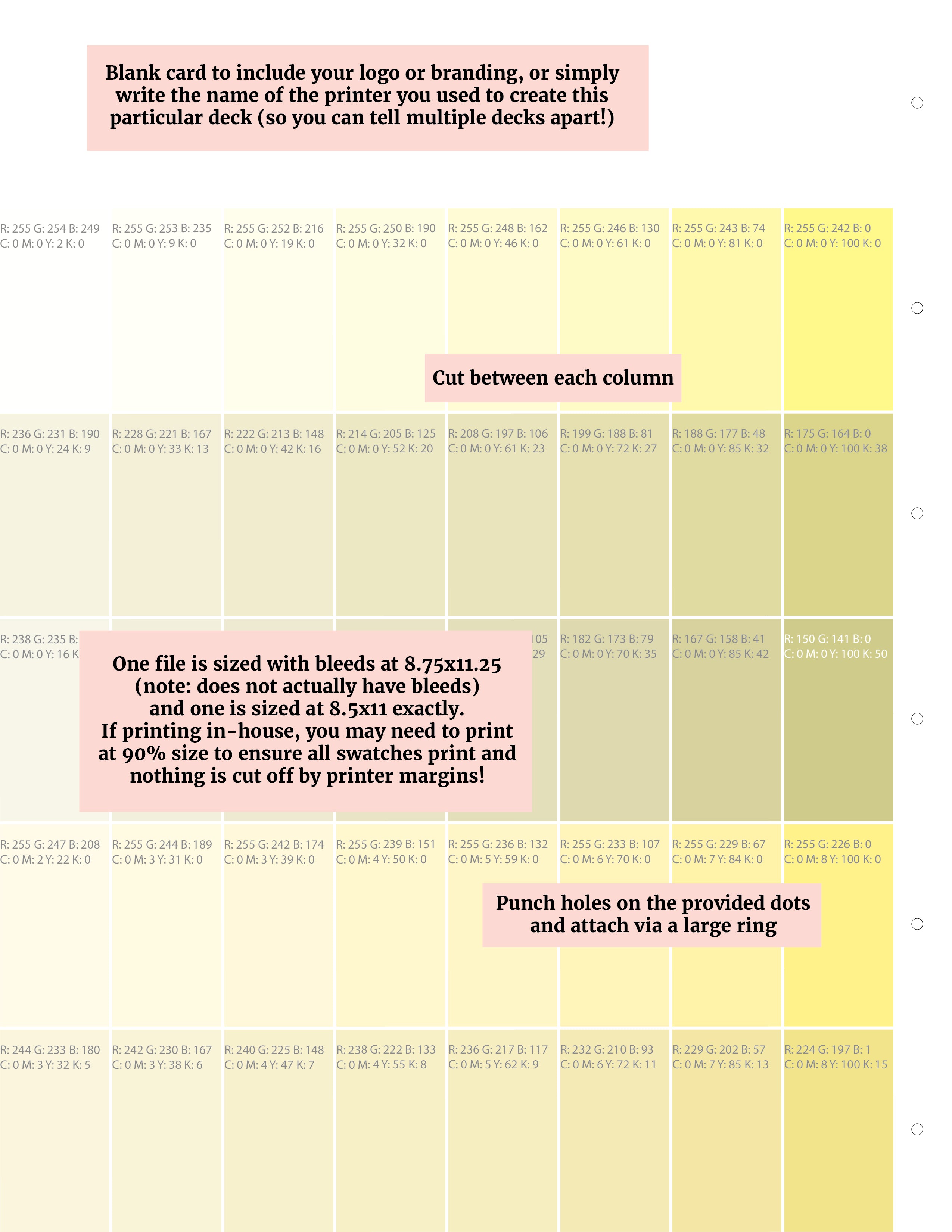 The Printable Palette - PDF Color Swatch Chart!