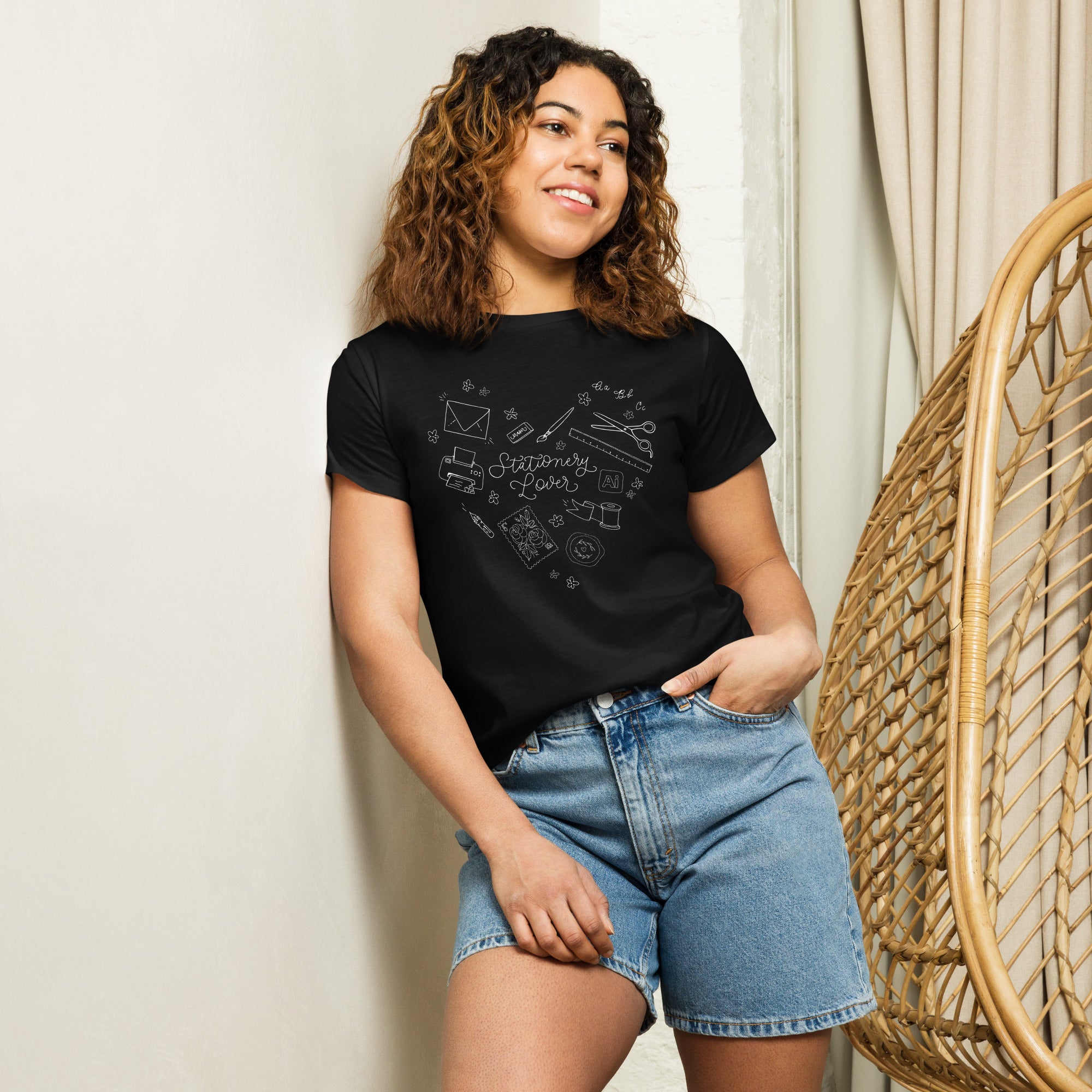 Stationery Lover Heart Minimal High-Waisted Tee
