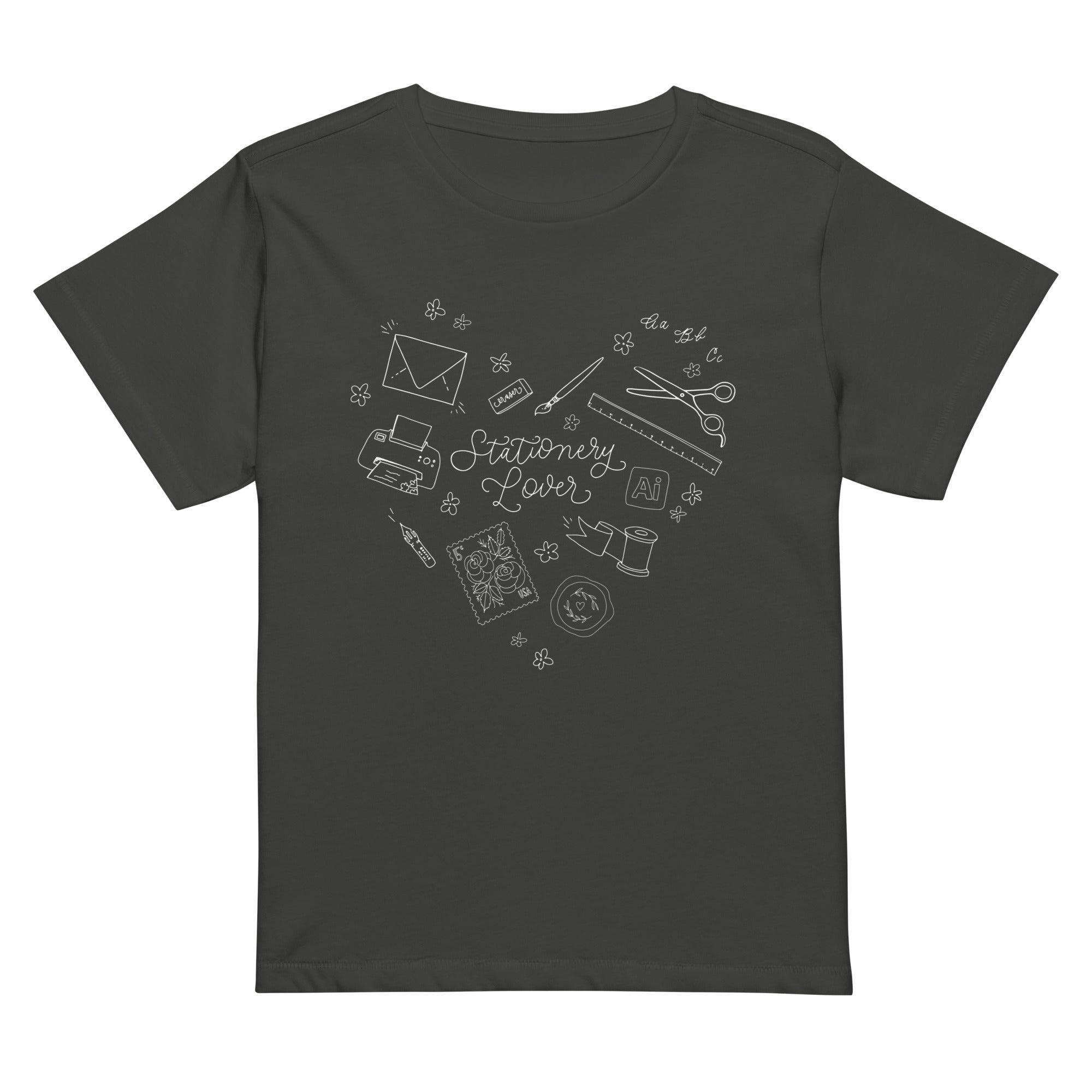 Stationery Lover Heart Minimal High-Waisted Tee
